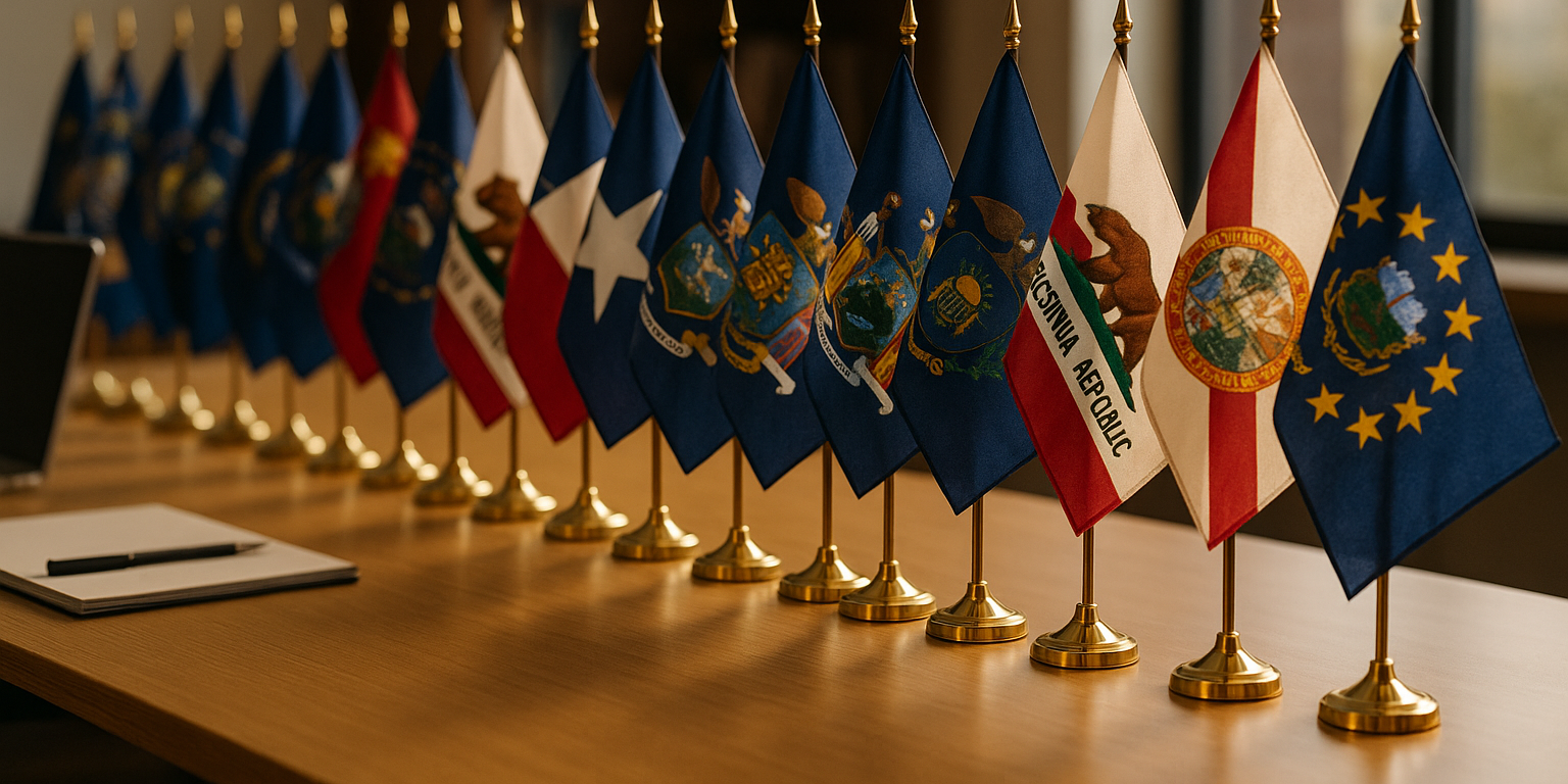 Single USA state desk flag displayed on office table – Asya Bayrak