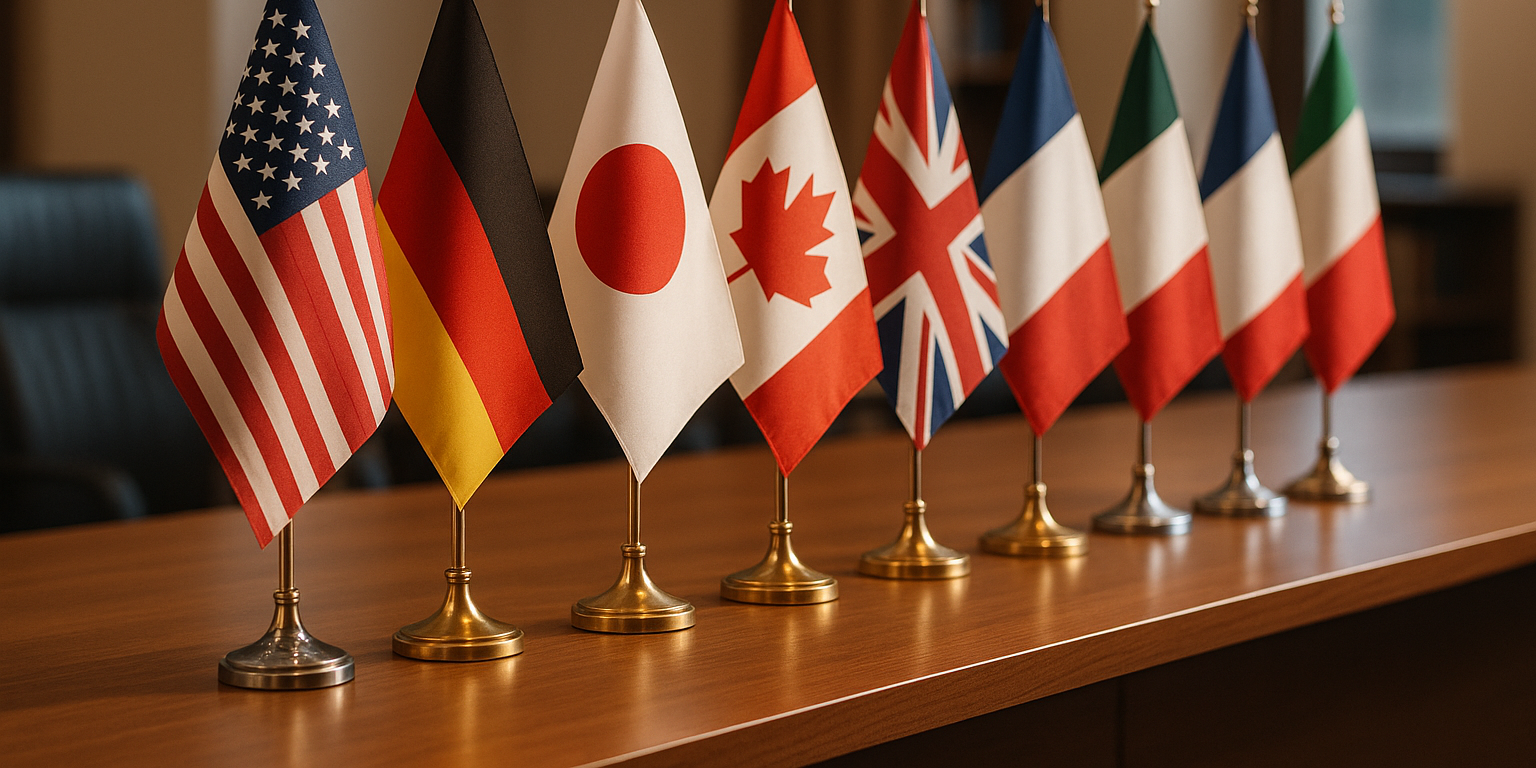Elegant desk flags with chrome poles displayed on office table – Asya Bayrak