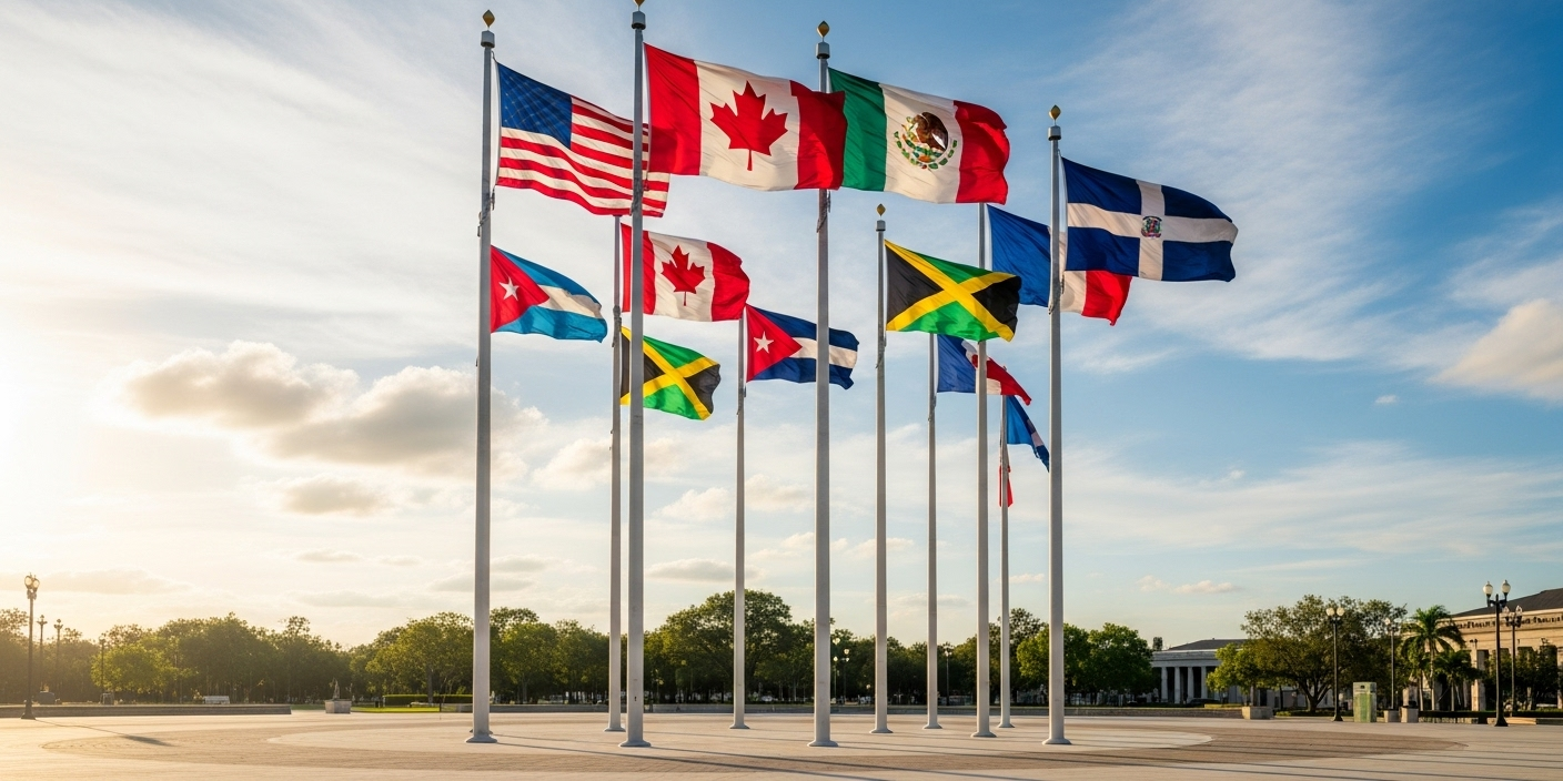 North and South American countries national flags waving outdoors – Asya Bayrak