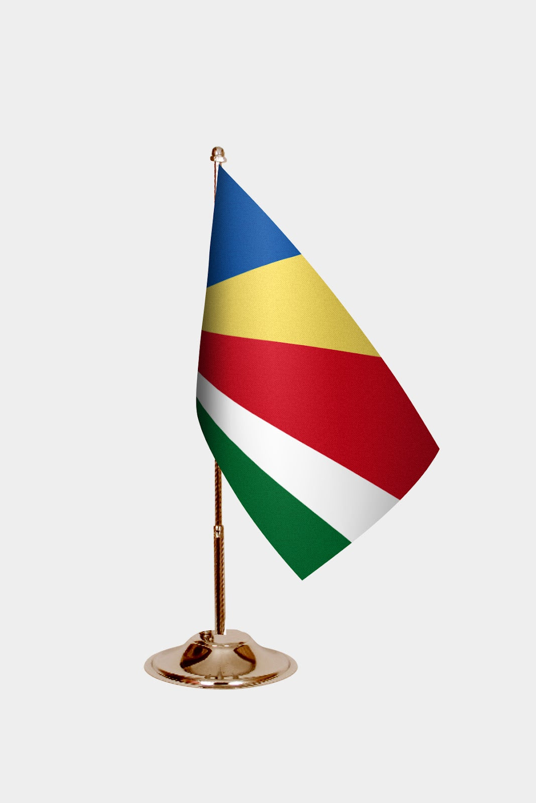 Seychelles Gold Desk Flag - Premium Metal Stand