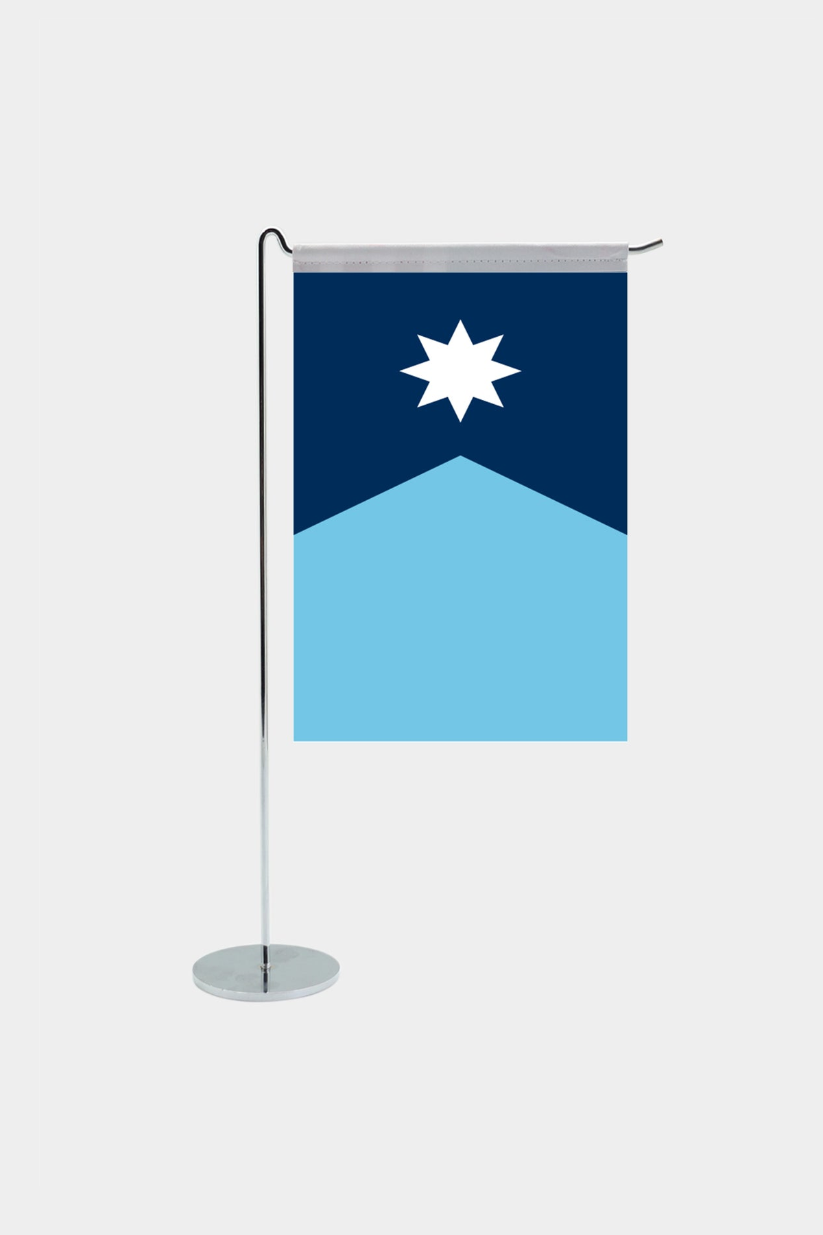 Minnesota state desk flag with chrome L-shaped stand - premium double-layer satin office flag