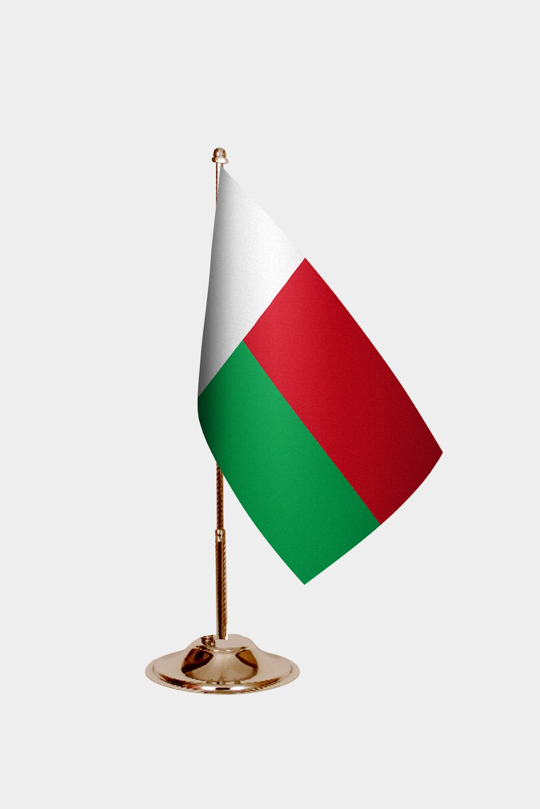 Madagascar Gold Desk Flag - Premium Metal Stand