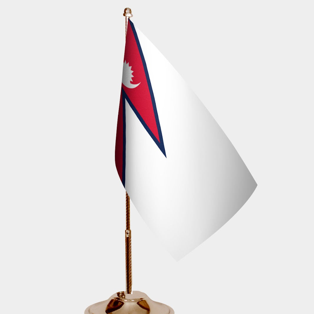 Nepal Gold Desk Flag - Premium Metal Stand