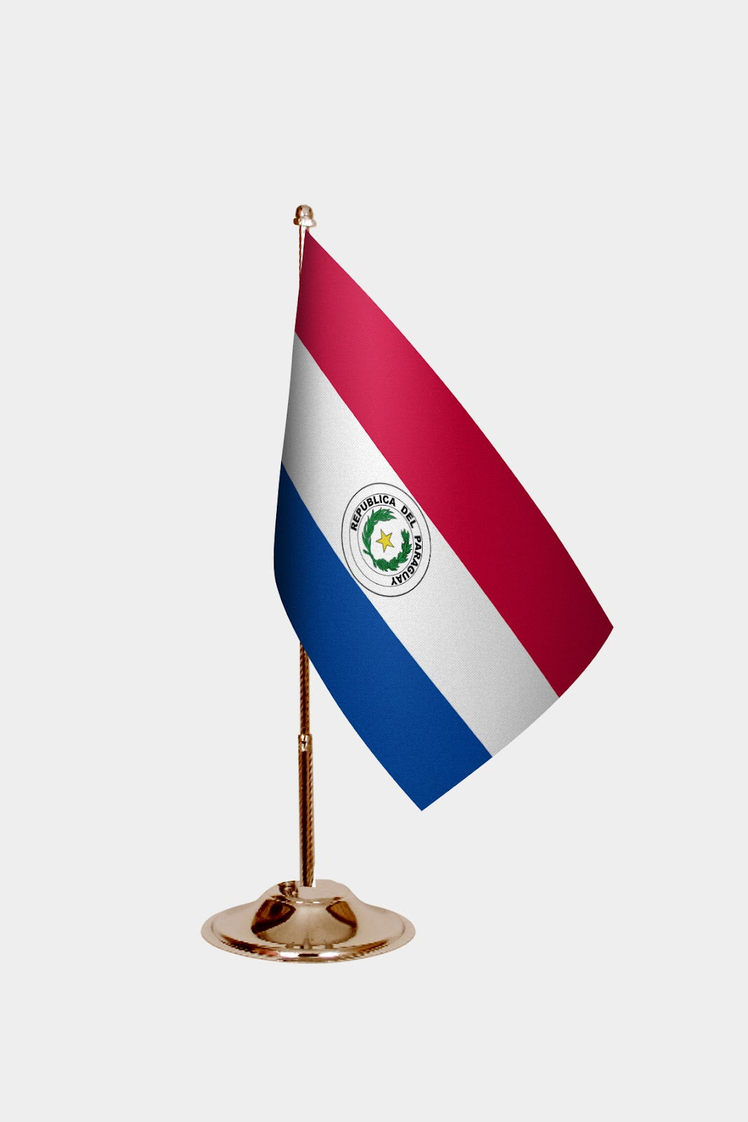 Paraguay Gold Desk Flag - Premium Metal Stand