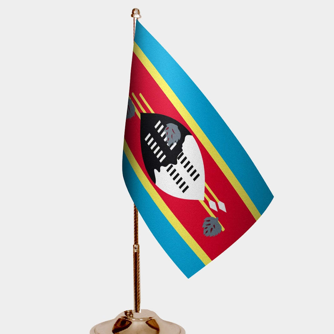 Esvatini Gold Desk Flag - Premium Metal Stand