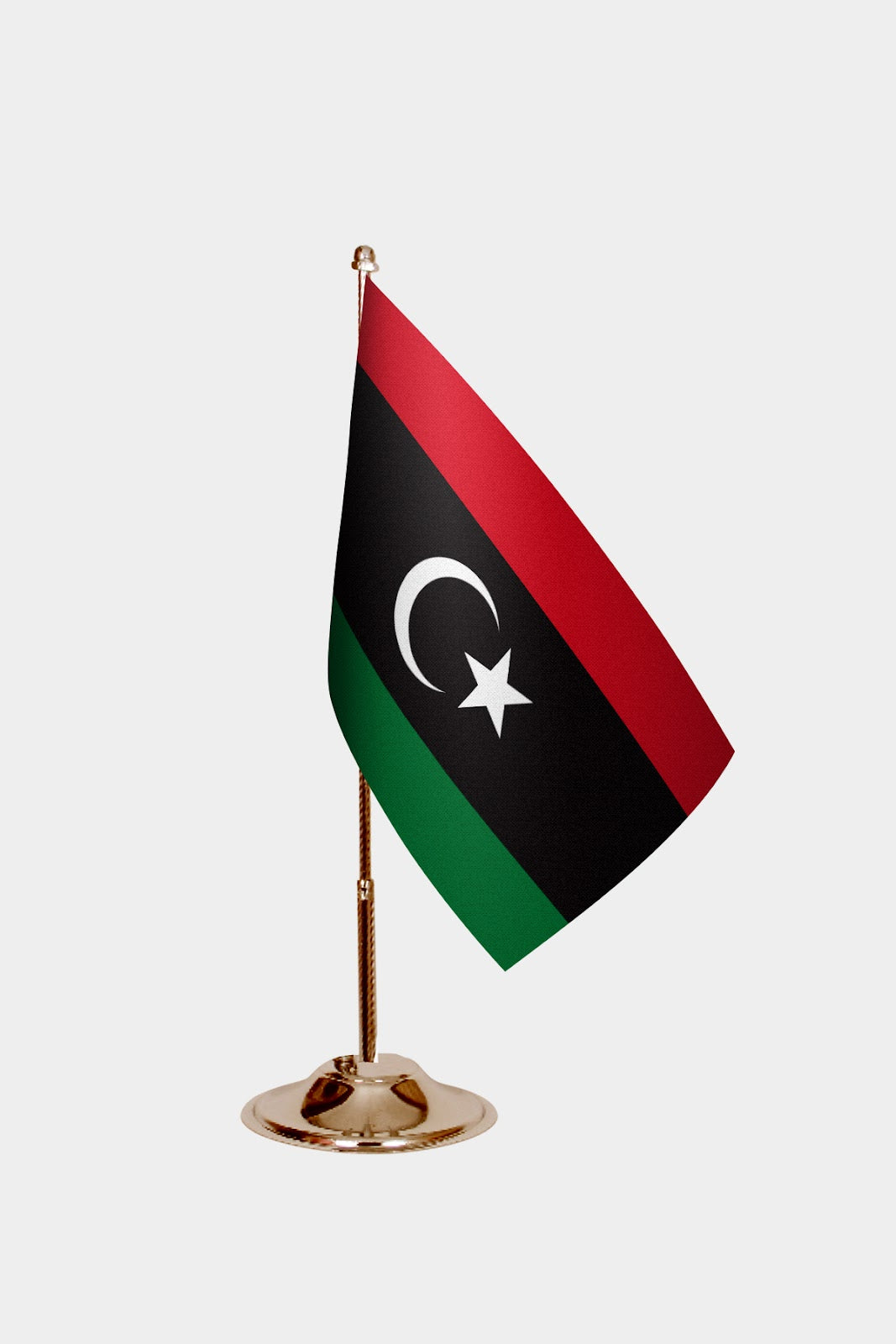 Libya Gold Desk Flag - Premium Metal Stand