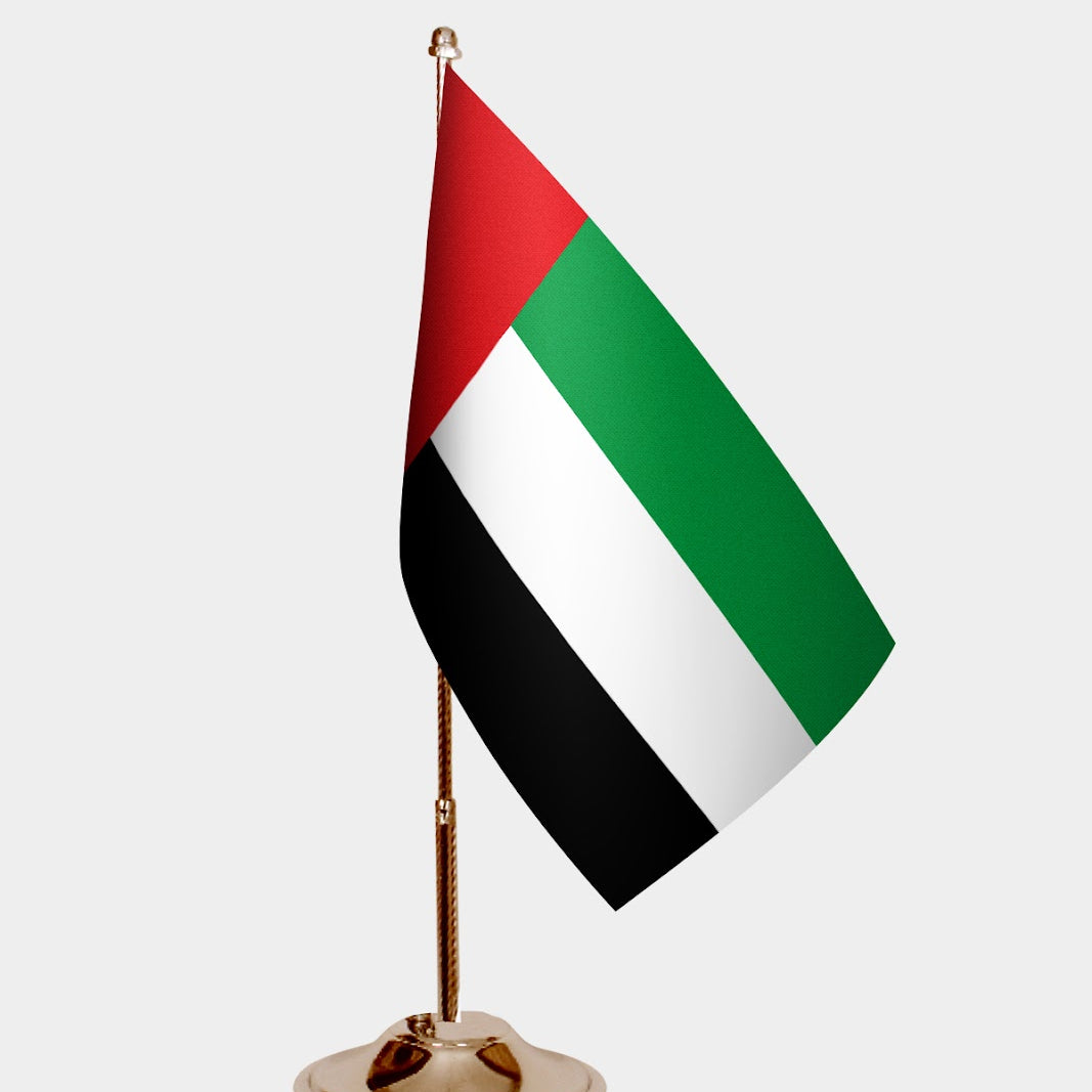 United Arab Emirates Gold Desk Flag - Premium Metal Stand