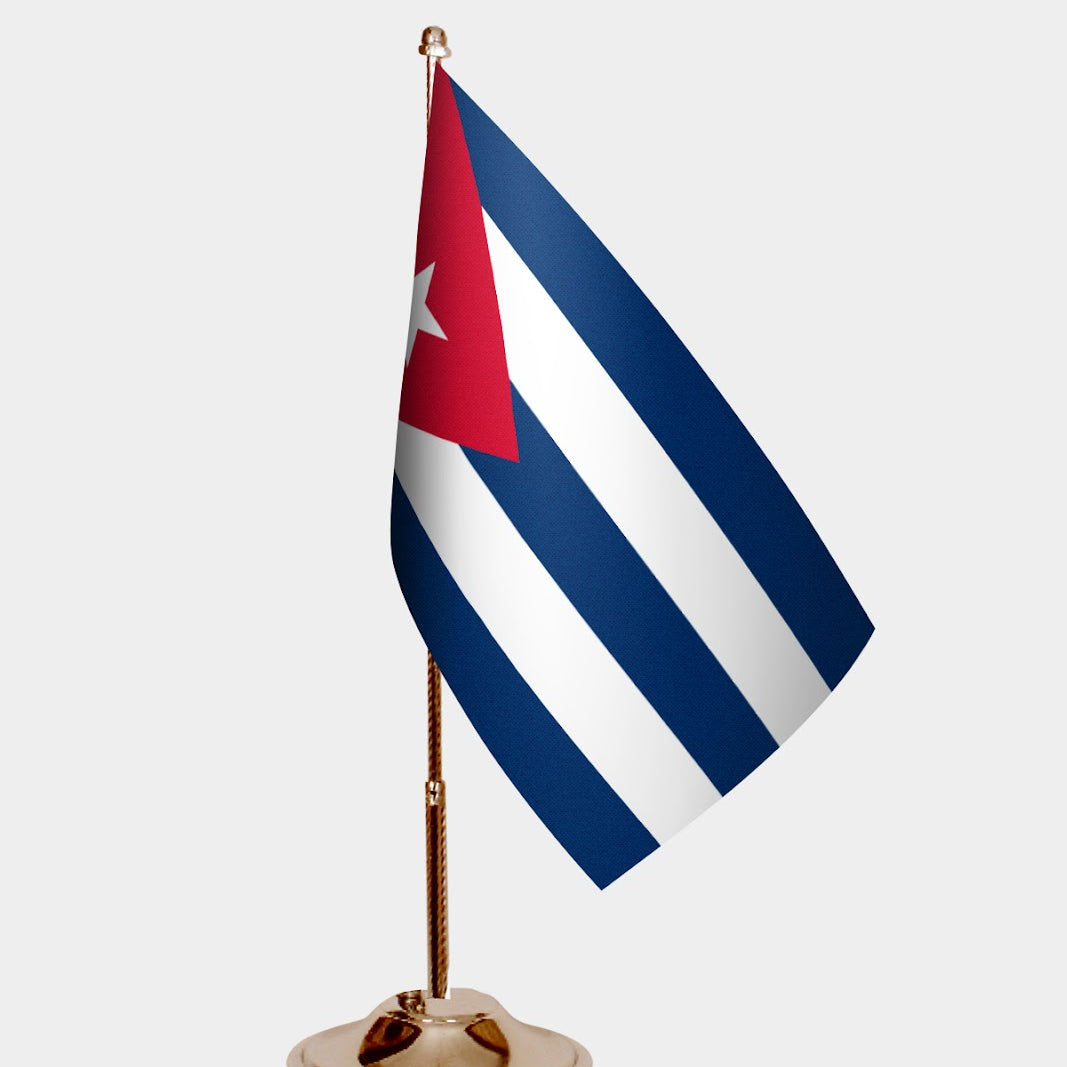 Cuba Gold Desk Flag - Premium Metal Stand