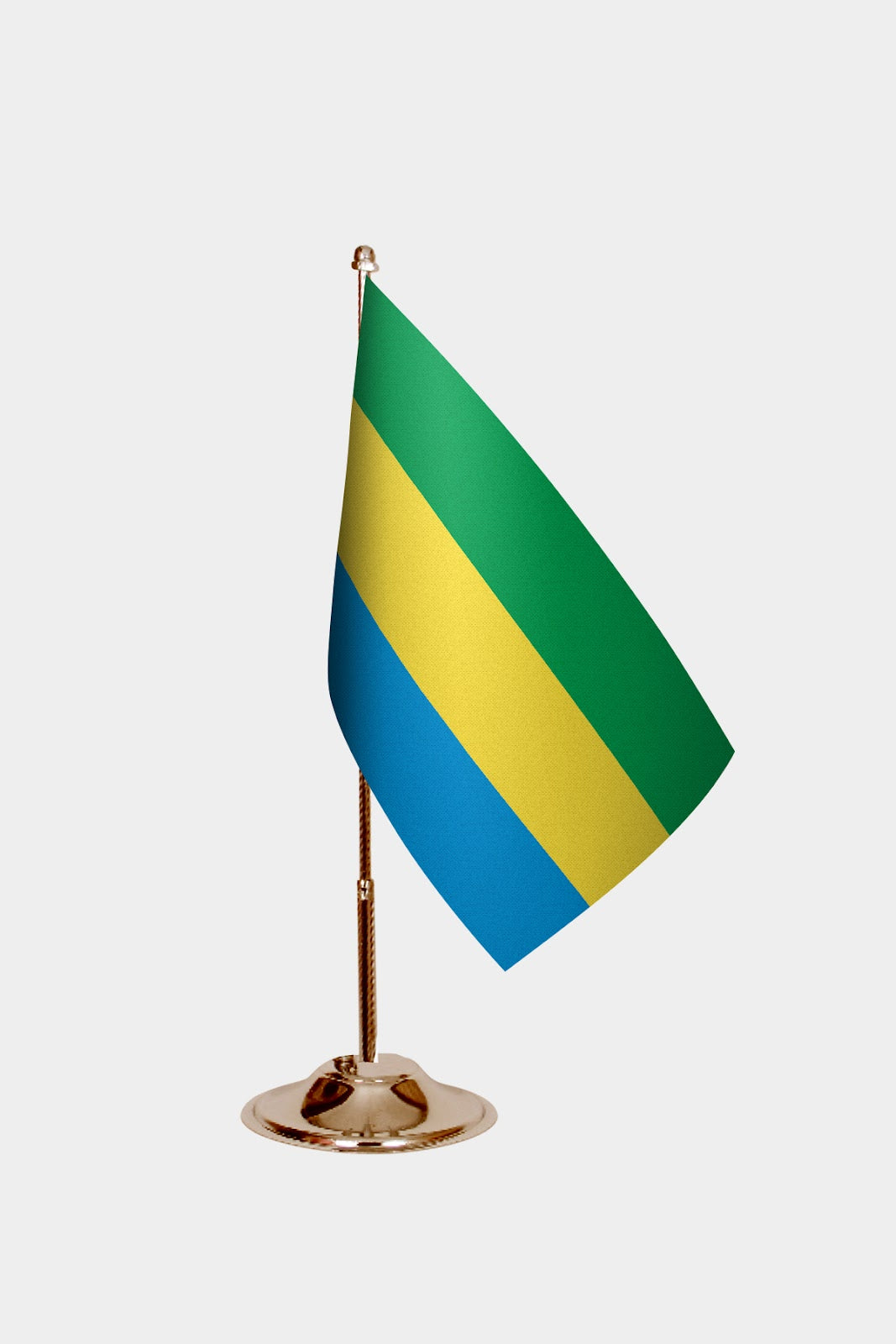 Gabon Gold Desk Flag - Premium Metal Stand