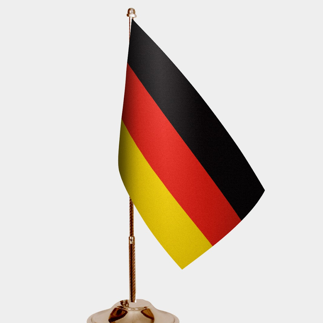 Germany Gold Desk Flag - Premium Metal Stand