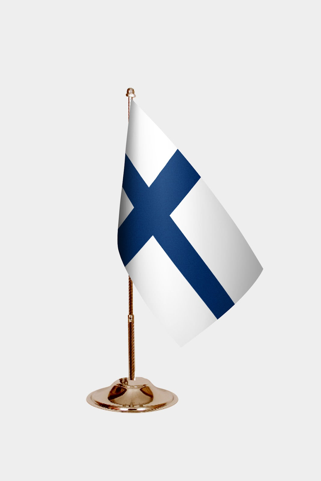 Finland Gold Desk Flag - Premium Metal Stand