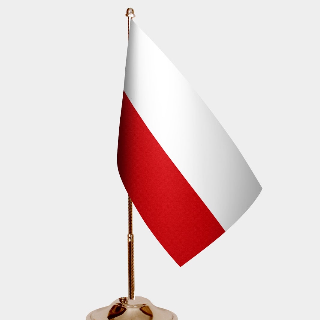 Poland Gold Desk Flag - Premium Metal Stand