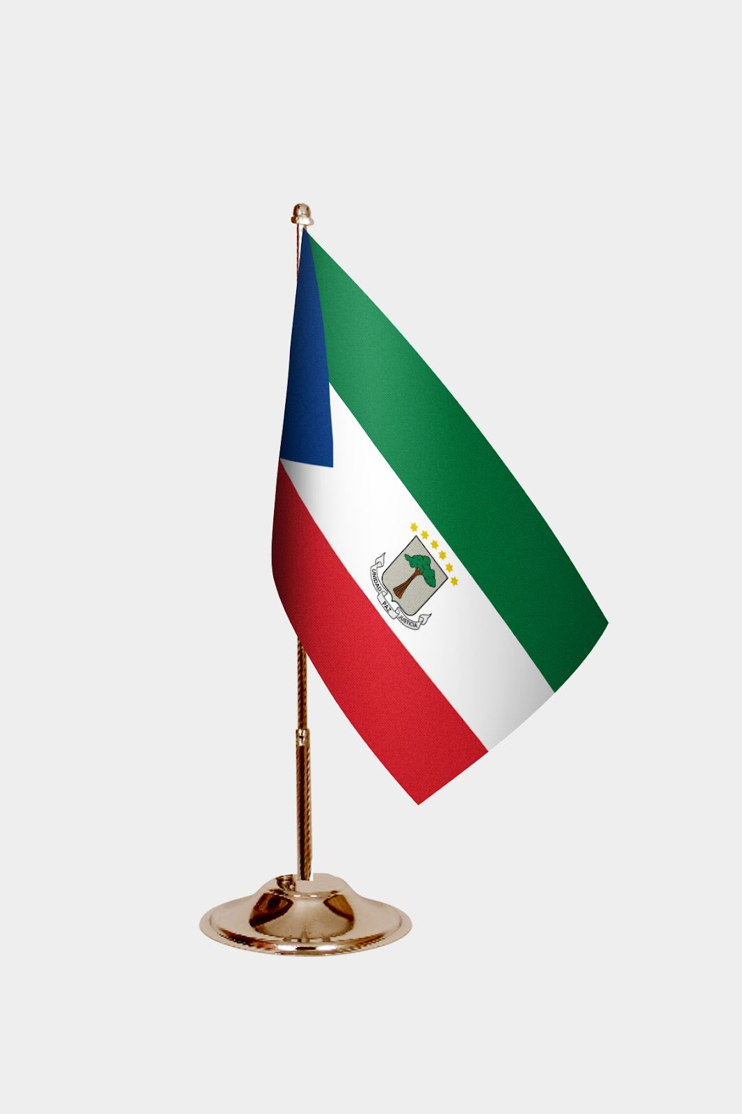 Equatorial Guinea Gold Desk Flag - Premium Metal Stand