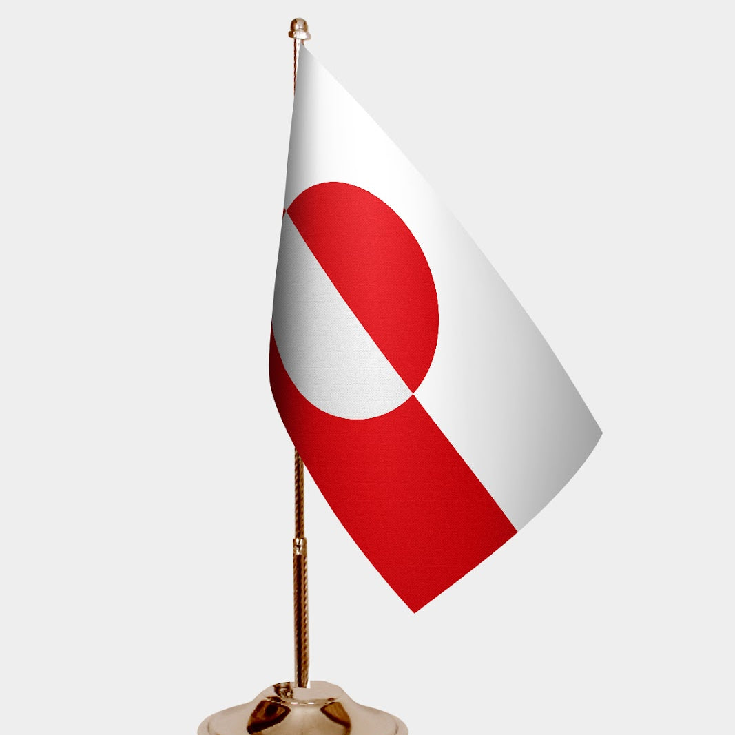 Greenland Gold Desk Flag - Premium Metal Stand