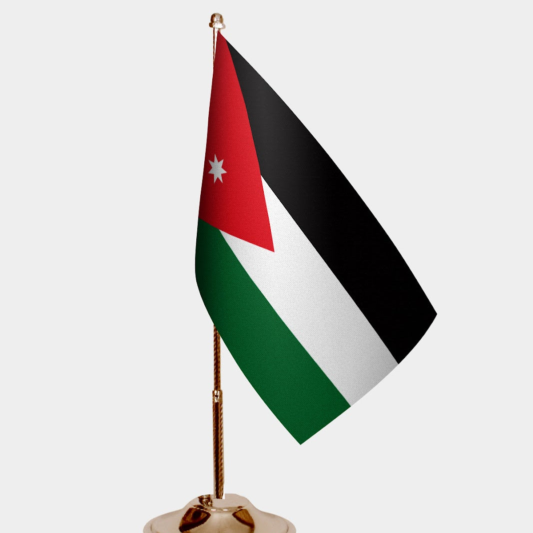 Jordan Gold Desk Flag - Premium Metal Stand