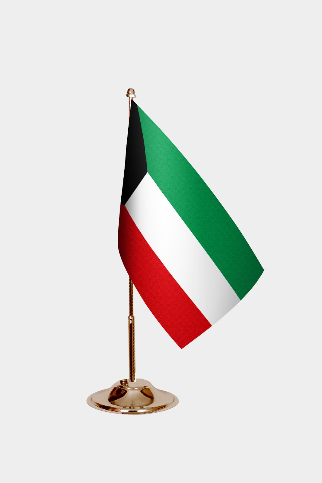 Kuwait Gold Desk Flag - Premium Metal Stand