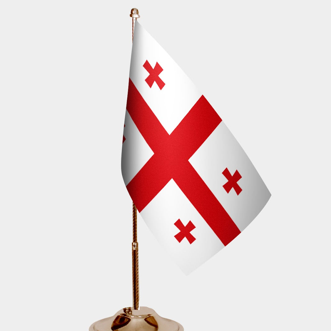 Georgia Gold Desk Flag - Premium Metal Stand