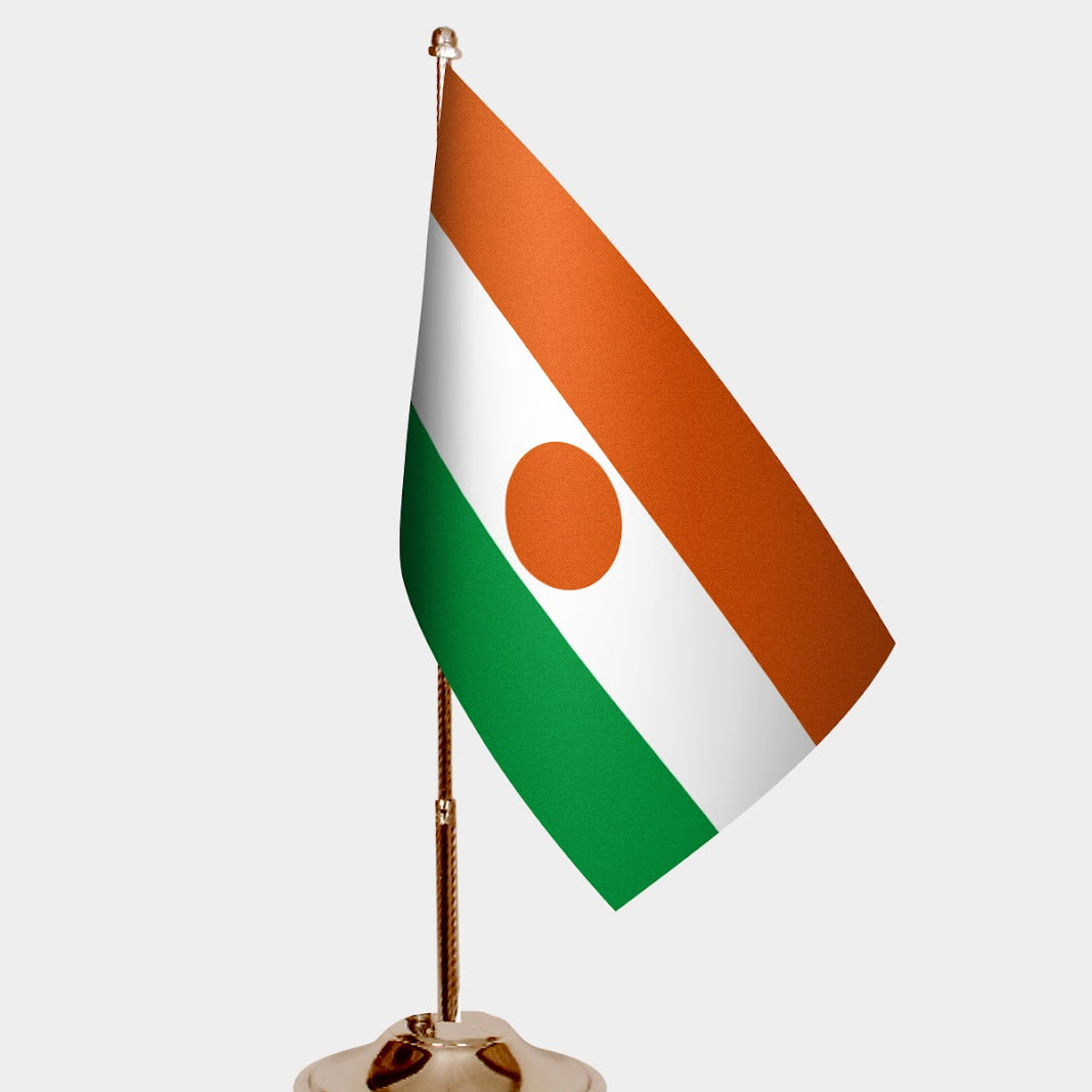 Niger Gold Desk Flag - Premium Metal Stand