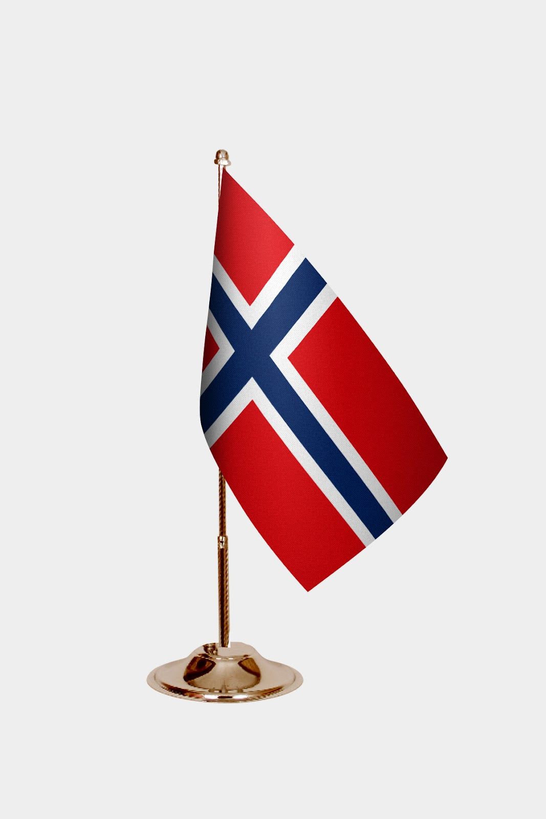 Norway Gold Desk Flag - Premium Metal Stand