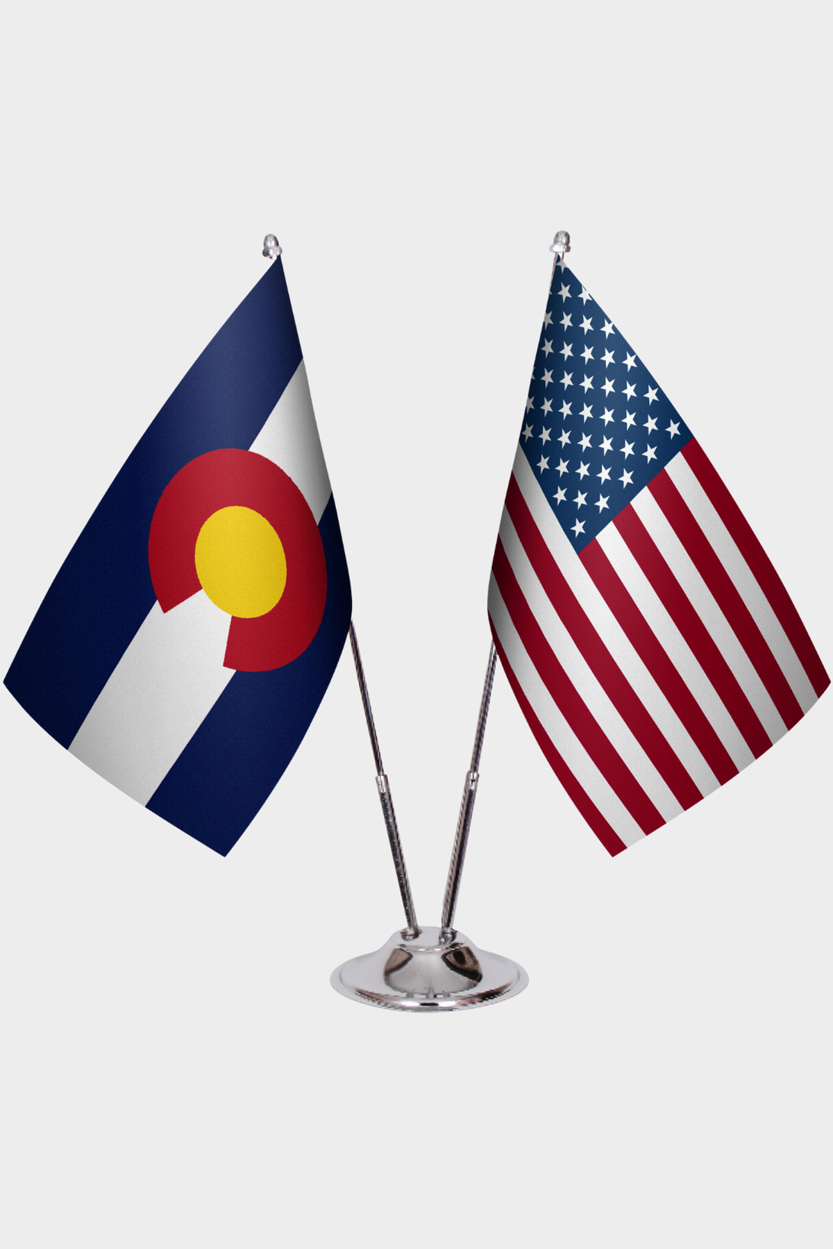 Colorado & U.S. Desk Flag Set — Double Satin