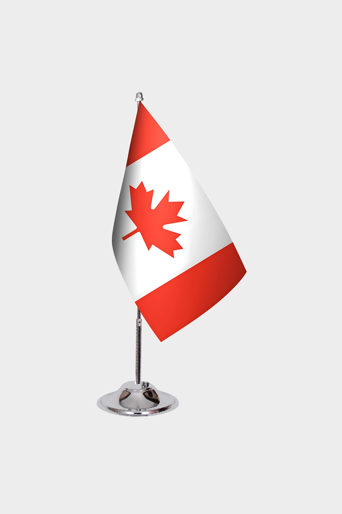 Canadian Desk Flag - Premium Double-Layer Satin with Chrome L-Shaped Stand | Professional Quality Country Desk Flag for Government Offices and Institutions