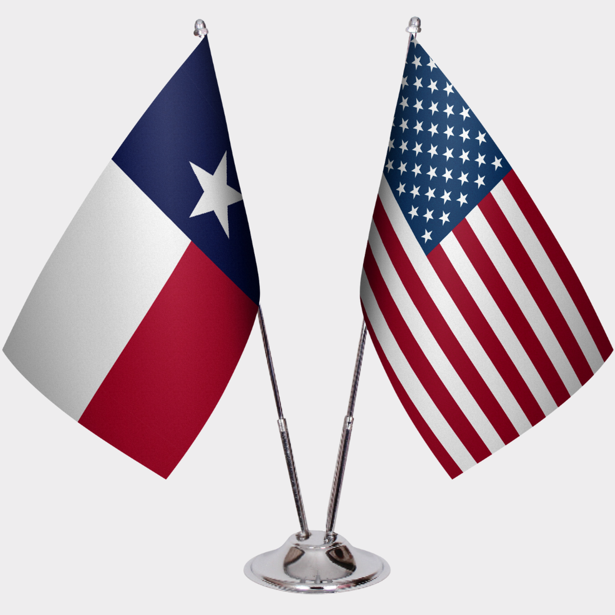 Texas & U.S. Desk Flag Set — Double Satin