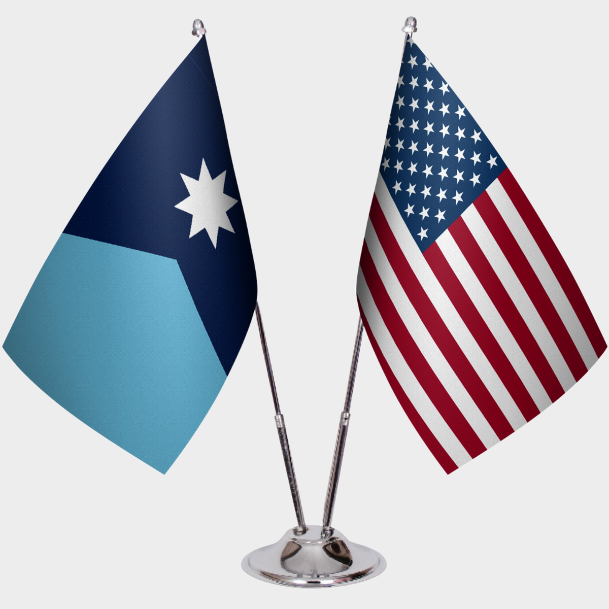 Minnesota & U.S. Desk Flag Set — Double Satin