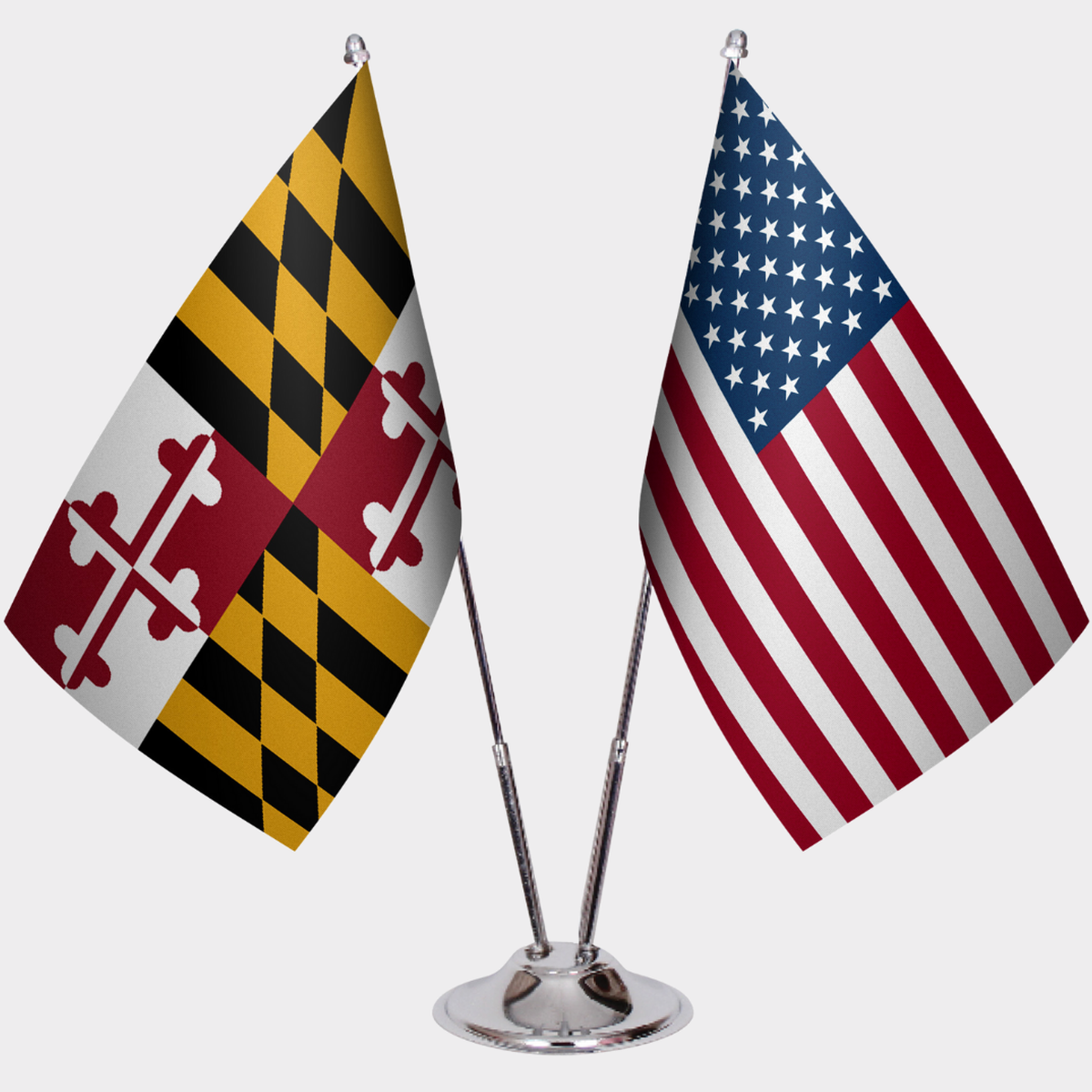 Maryland & U.S. Desk Flag Set — Double Satin