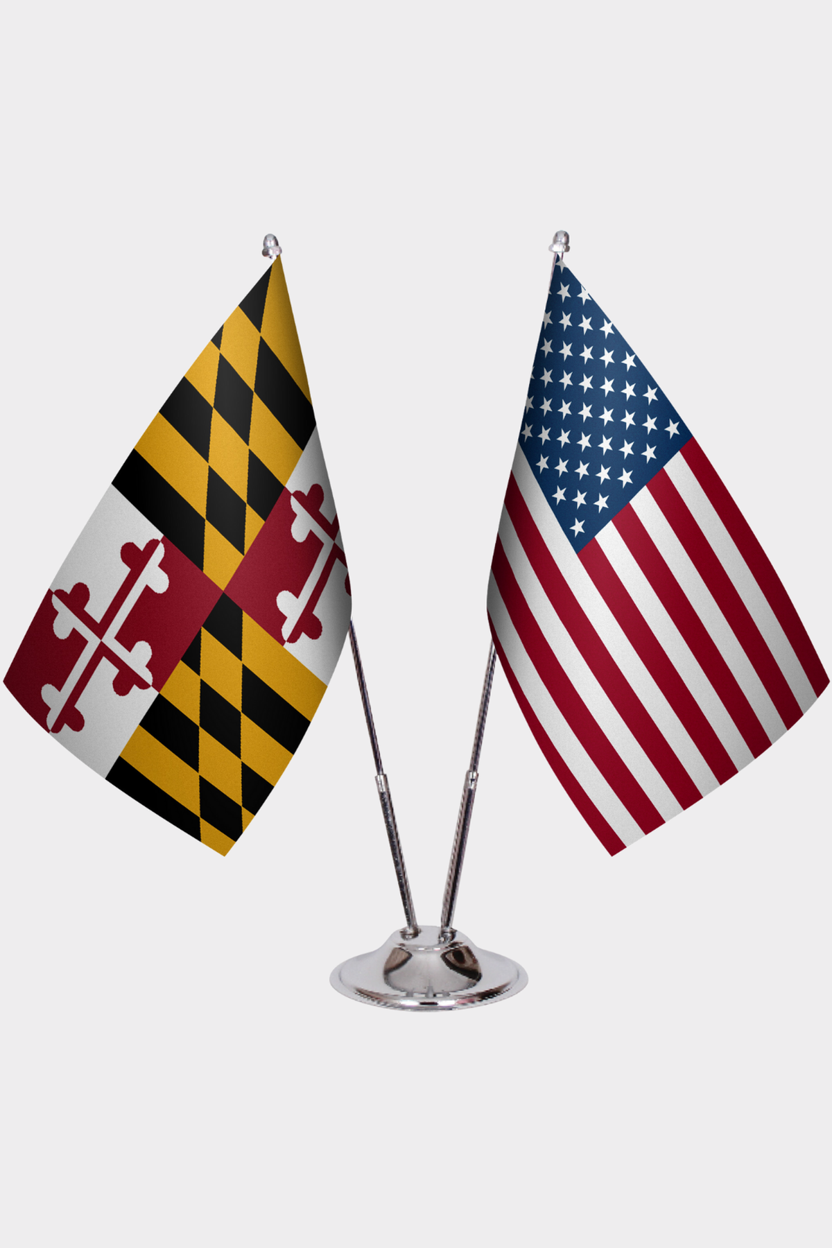 Maryland & U.S. Desk Flag Set — Double Satin