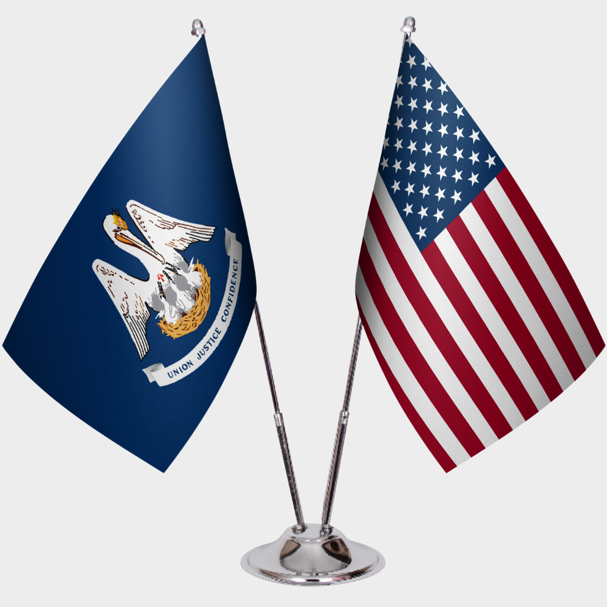 Louisiana & U.S. Desk Flag Set — Double Satin