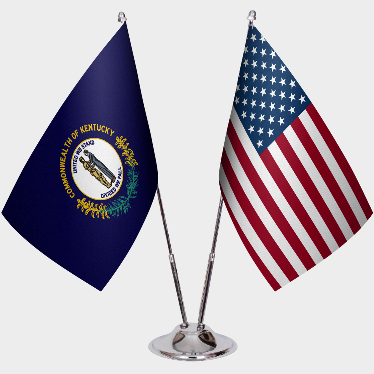 Kentucky & U.S. Desk Flag Set — Double Satin