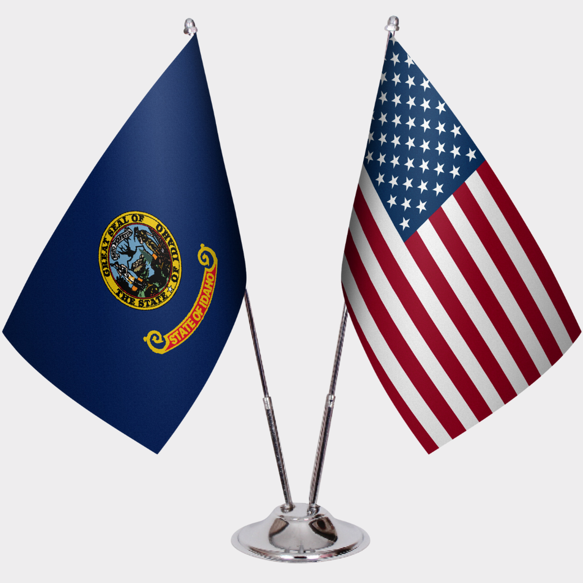 Idaho & U.S. Desk Flag Set — Double Satin