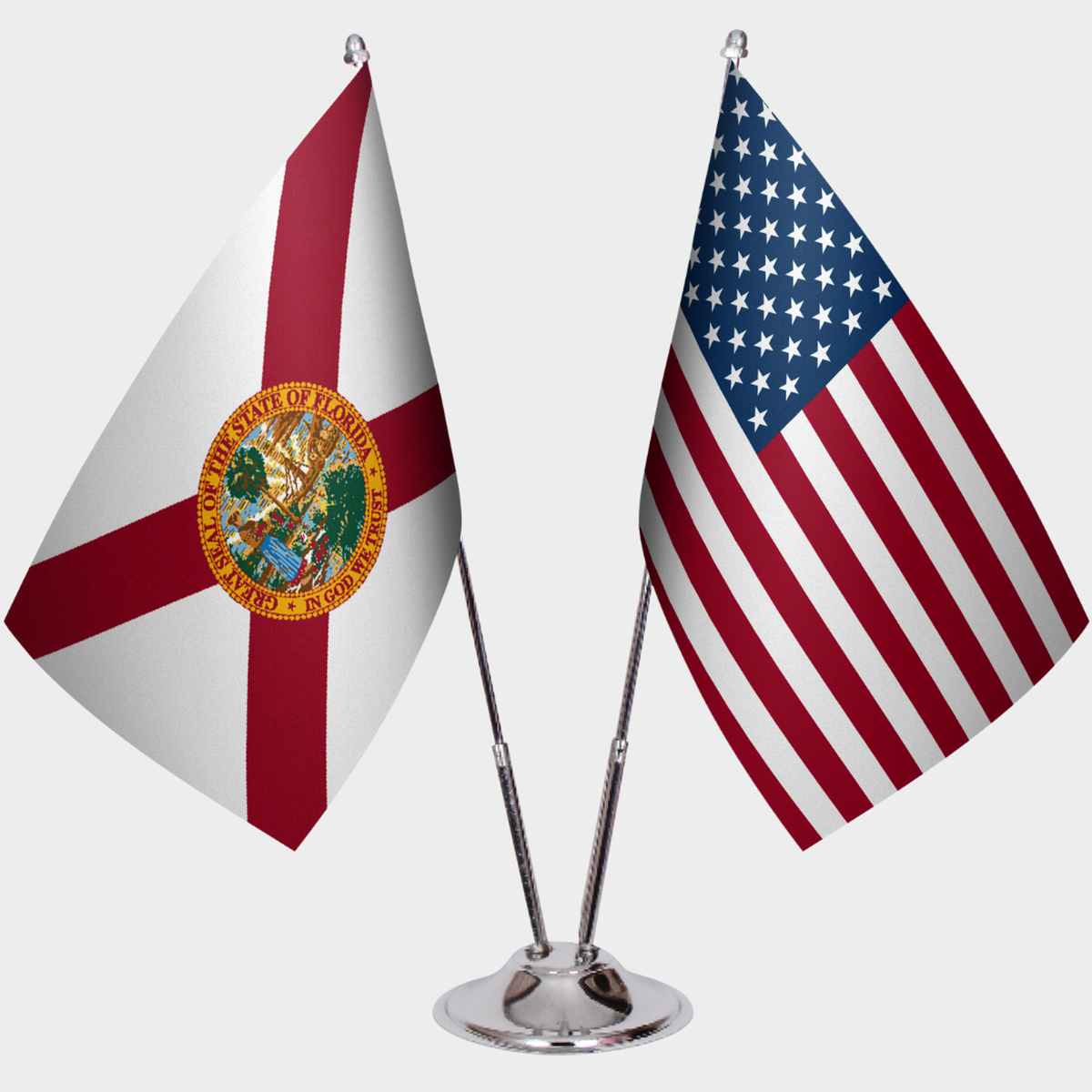 Florida & U.S. Desk Flag Set — Double Satin