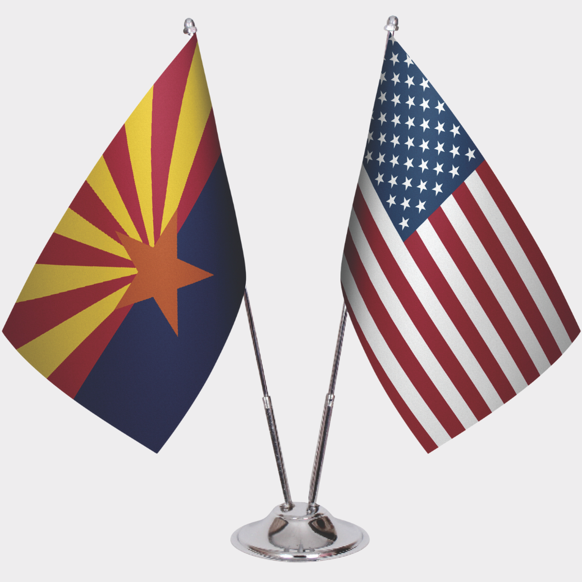 Arizona & U.S. Desk Flag Set — Double Satin