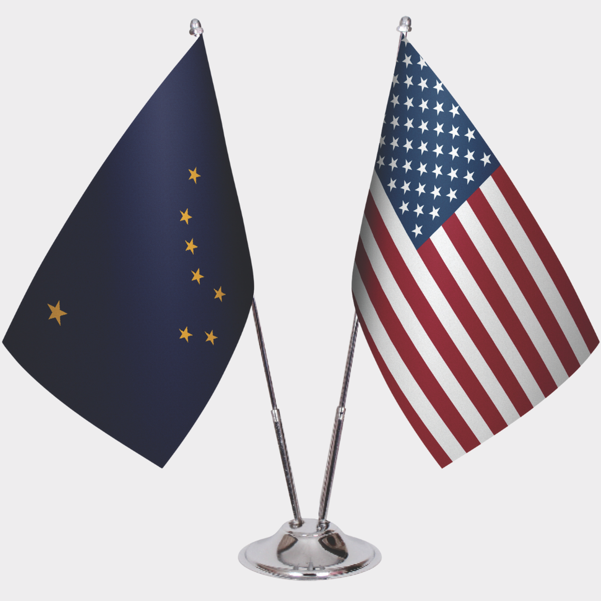 Alaska & U.S. Desk Flag Set — Double Satin