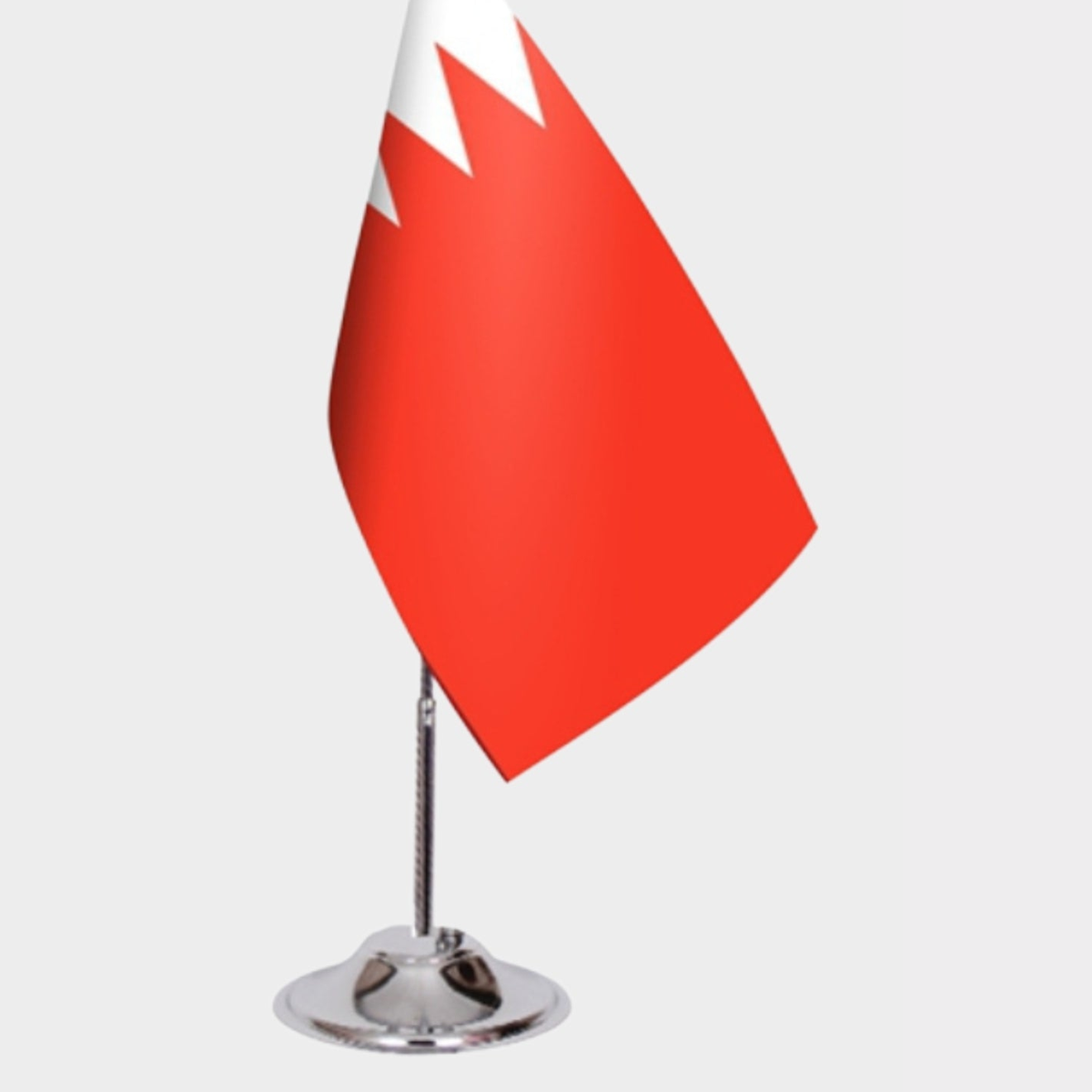 Bahrain Desk Flag - Premium Double-Layer Satin with Chrome L-Shaped Stand | Professional Quality Country Desk Flag for Government Offices and Institutions