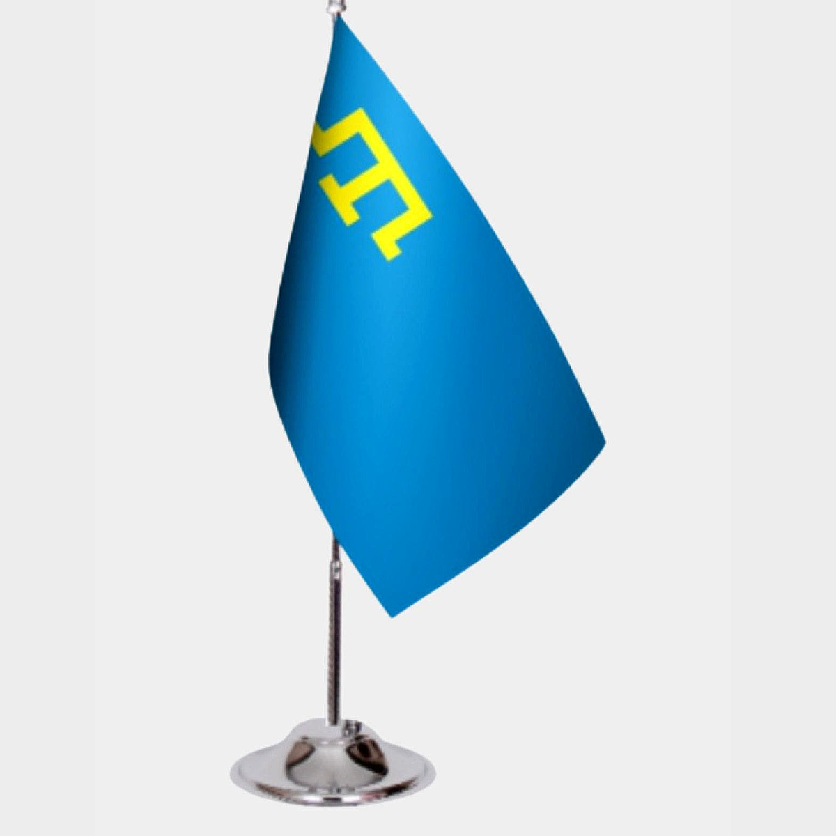 Crimea Desk Flag - Premium Double-Layer Satin with Chrome L-Shaped Stand | Professional Quality Country Desk Flag for Government Offices and Institutions