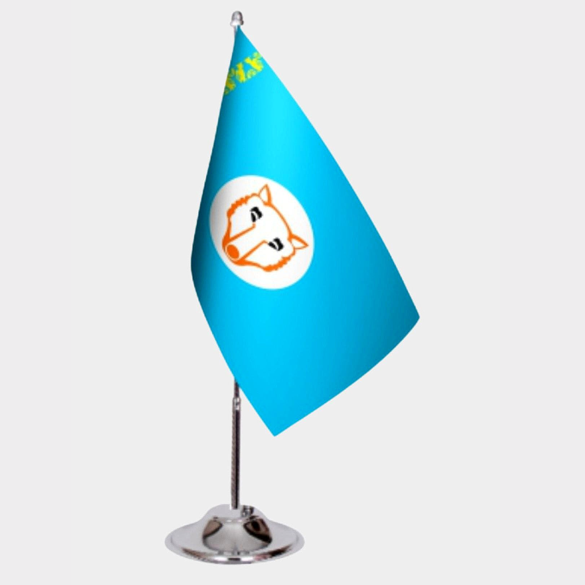 Gagauz Desk Flag - Premium Double-Layer Satin with Chrome L-Shaped Stand | Professional Quality Country Desk Flag for Government Offices and Institutions