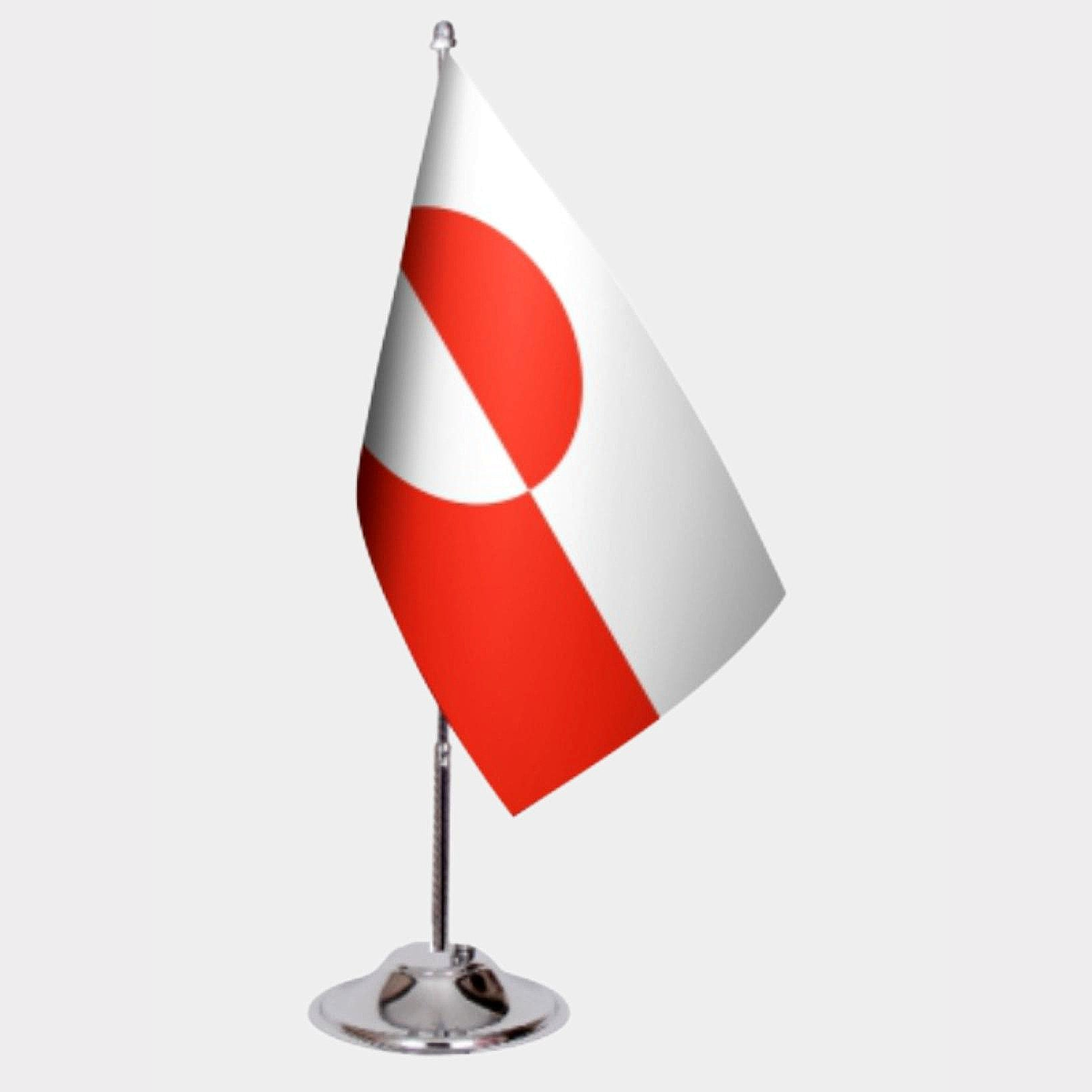 Greenland Desk Flag - Premium Double-Layer Satin with Chrome L-Shaped Stand | Professional Quality Country Desk Flag for Government Offices and Institutions