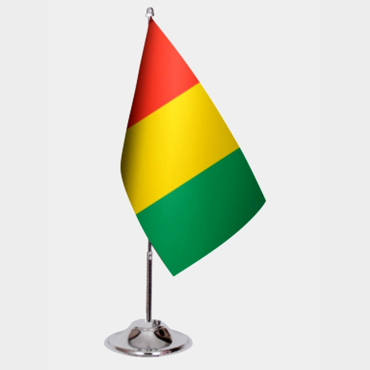 Guinea Desk Flag - Premium Double-Layer Satin with Chrome L-Shaped Stand | Professional Quality Country Desk Flag for Government Offices and Institutions
