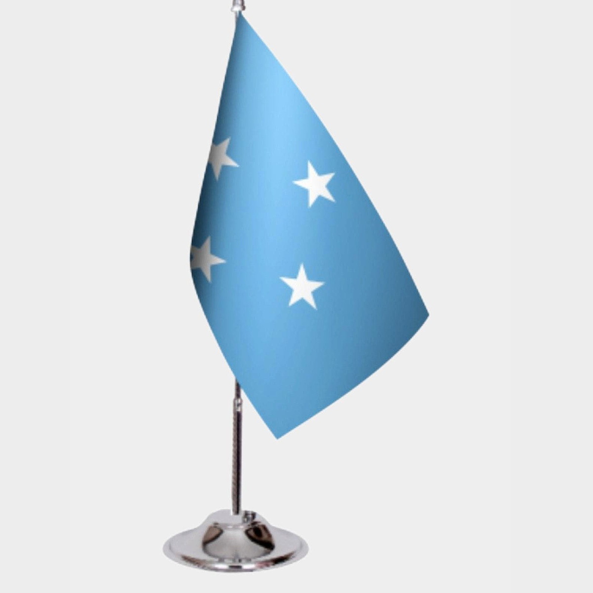 Micronesia Desk Flag - Premium Double-Layer Satin with Chrome L-Shaped Stand | Professional Quality Country Desk Flag for Government Offices and Institutions