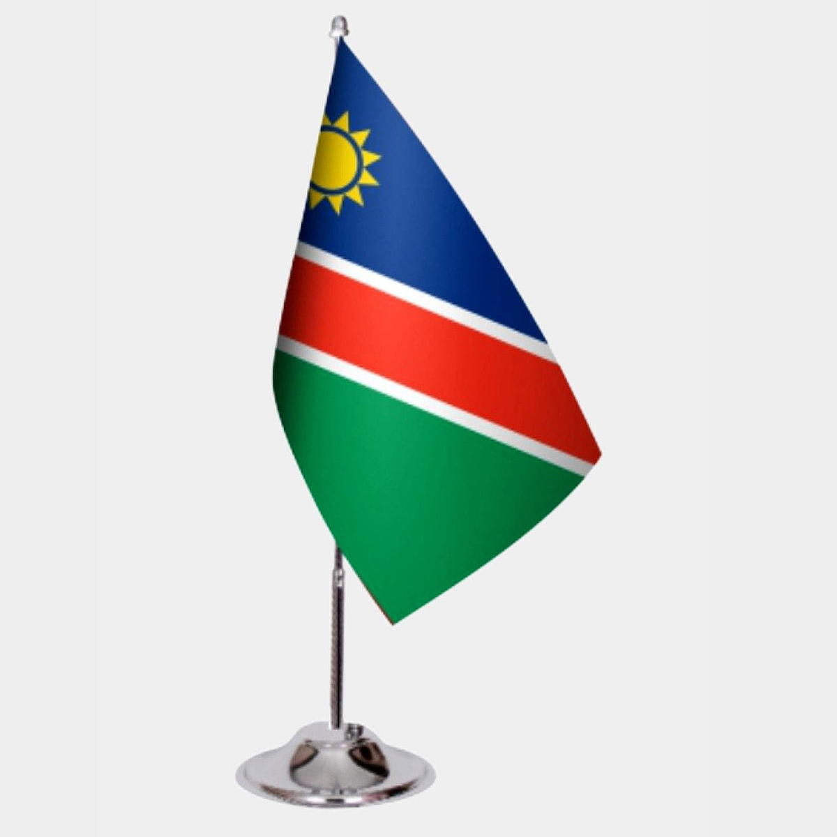 Namibia Desk Flag - Premium Double-Layer Satin with Chrome L-Shaped Stand | Professional Quality Country Desk Flag for Government Offices and Institutions