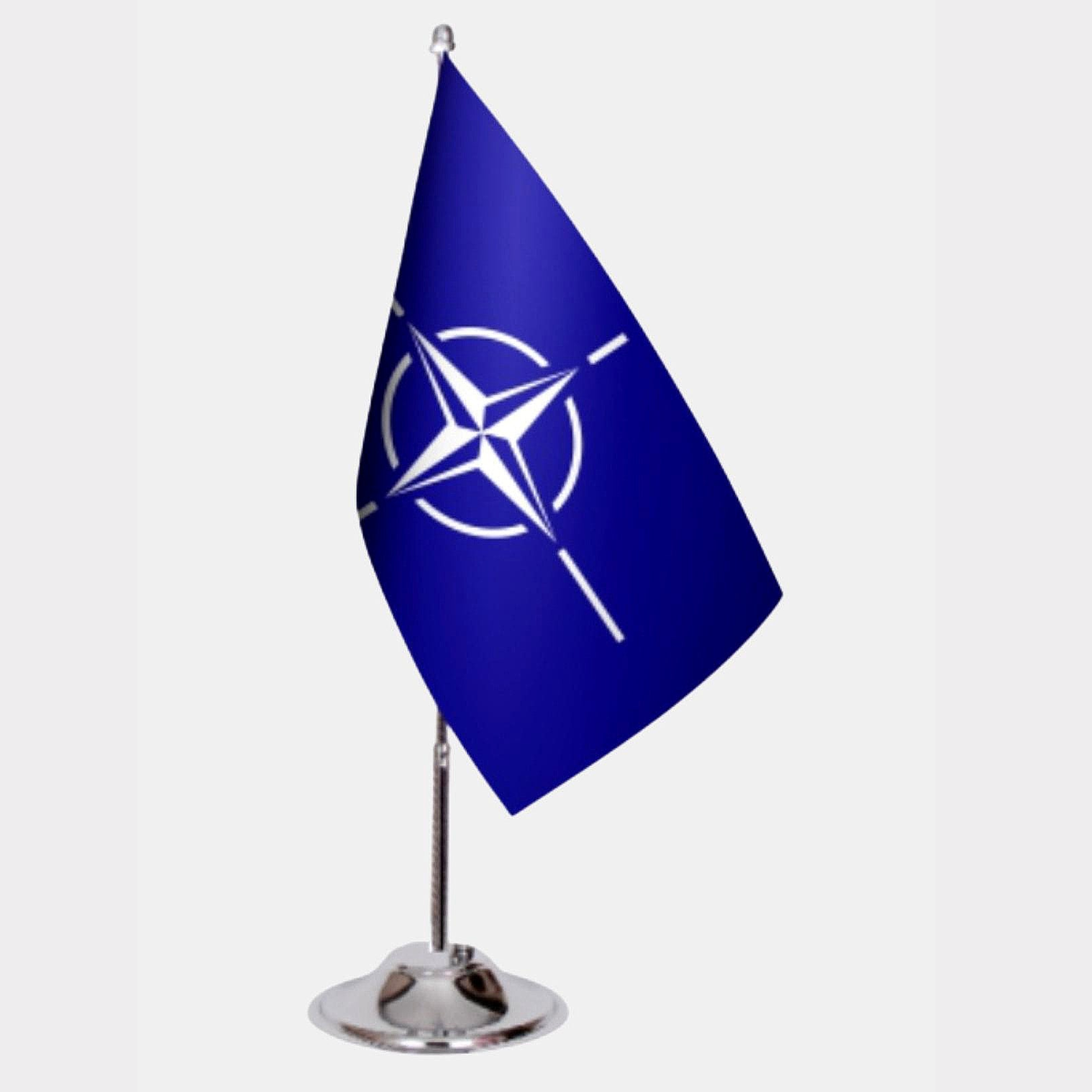 Nato Desk Flag - Premium Double-Layer Satin with Chrome L-Shaped Stand | Professional Quality Country Desk Flag for Government Offices and Institutions