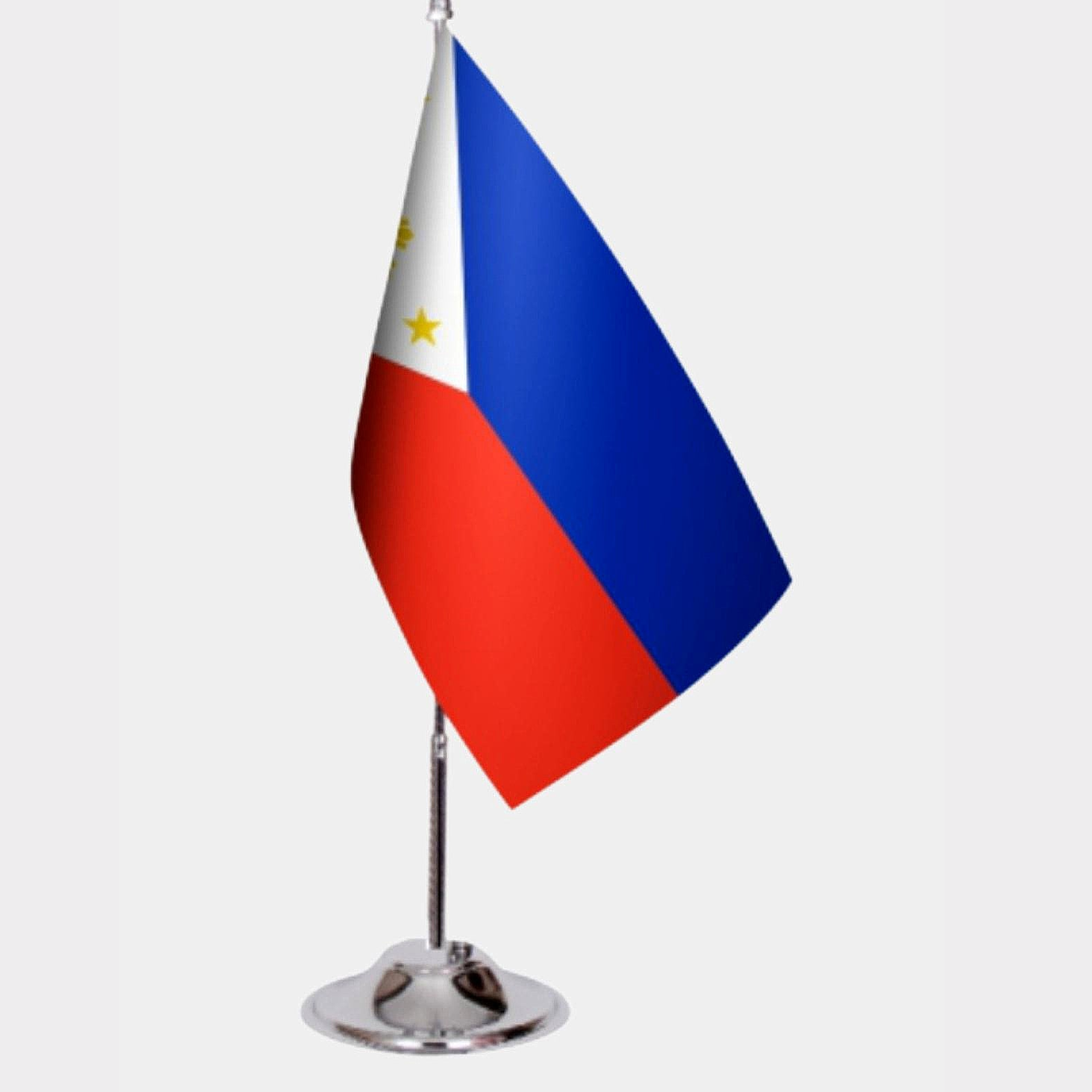 Philippines Desk Flag - Premium Double-Layer Satin with Chrome L-Shaped Stand | Professional Quality Country Desk Flag for Government Offices and Institutions