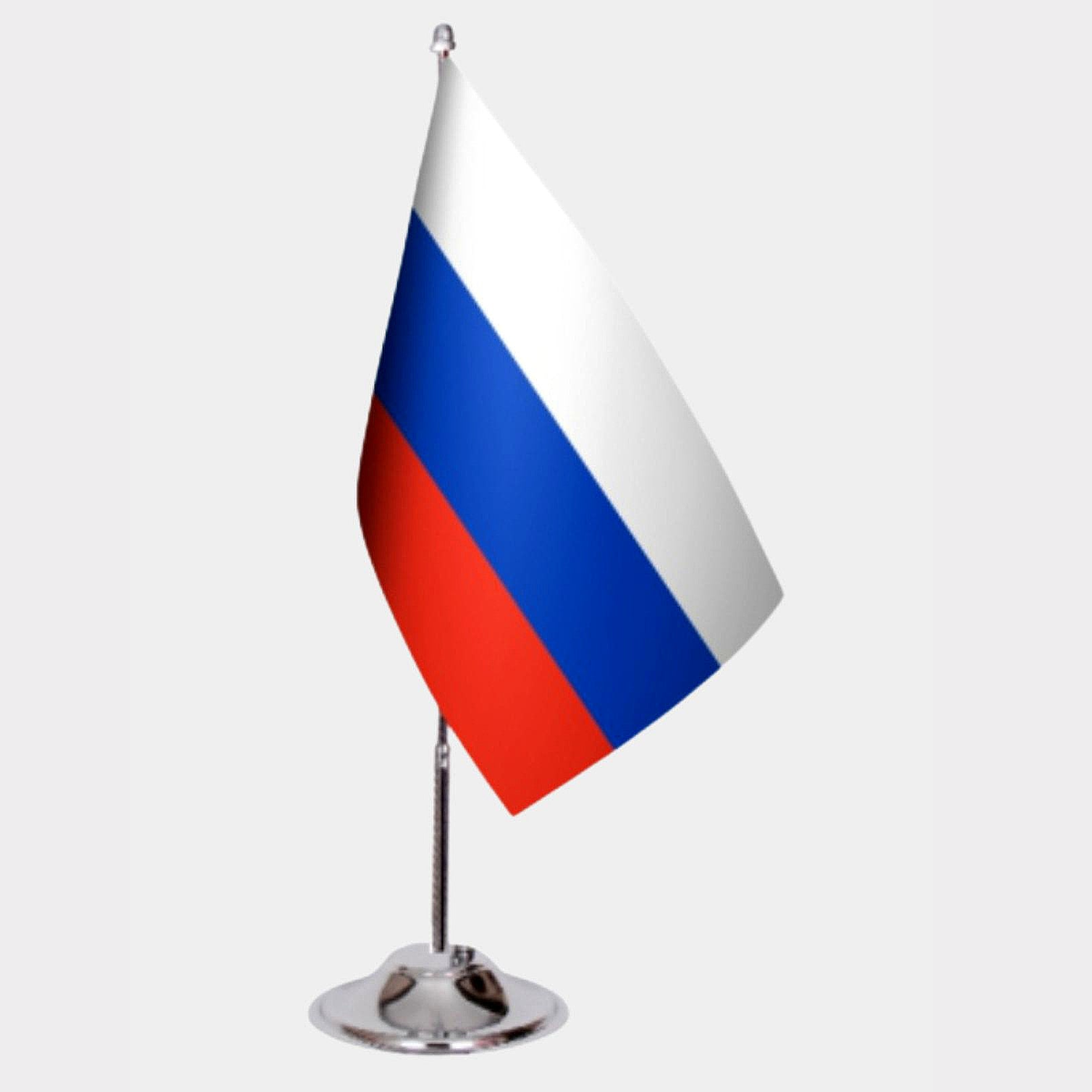 Russia Desk Flag - Premium Double-Layer Satin with Chrome L-Shaped Stand | Professional Quality Country Desk Flag for Government Offices and Institutions
