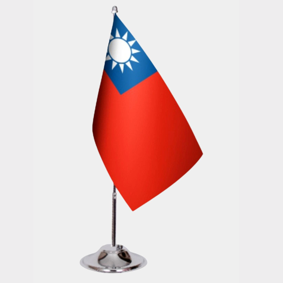 Taiwan Desk Flag - Premium Double-Layer Satin with Chrome L-Shaped Stand | Professional Quality Country Desk Flag for Government Offices and Institutions