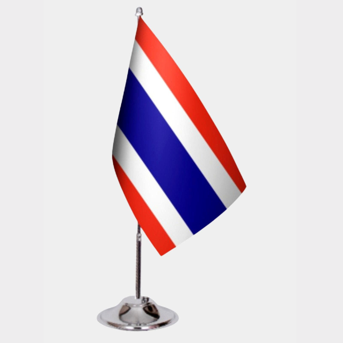 Thailand Desk Flag - Premium Double-Layer Satin with Chrome L-Shaped Stand | Professional Quality Country Desk Flag for Government Offices and Institutions