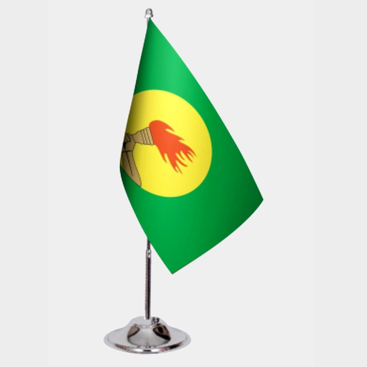 Zaire Desk Flag - Premium Double-Layer Satin with Chrome L-Shaped Stand | Professional Quality Country Desk Flag for Government Offices and Institutions