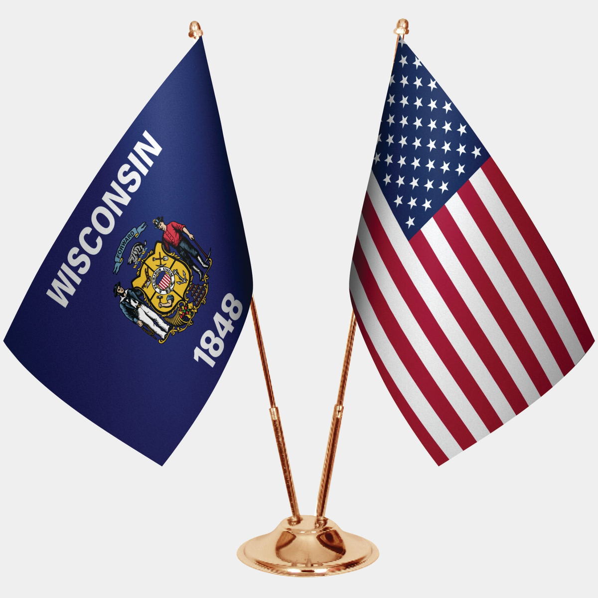 Wisconsin ve ABD Masa Bayrağı Seti