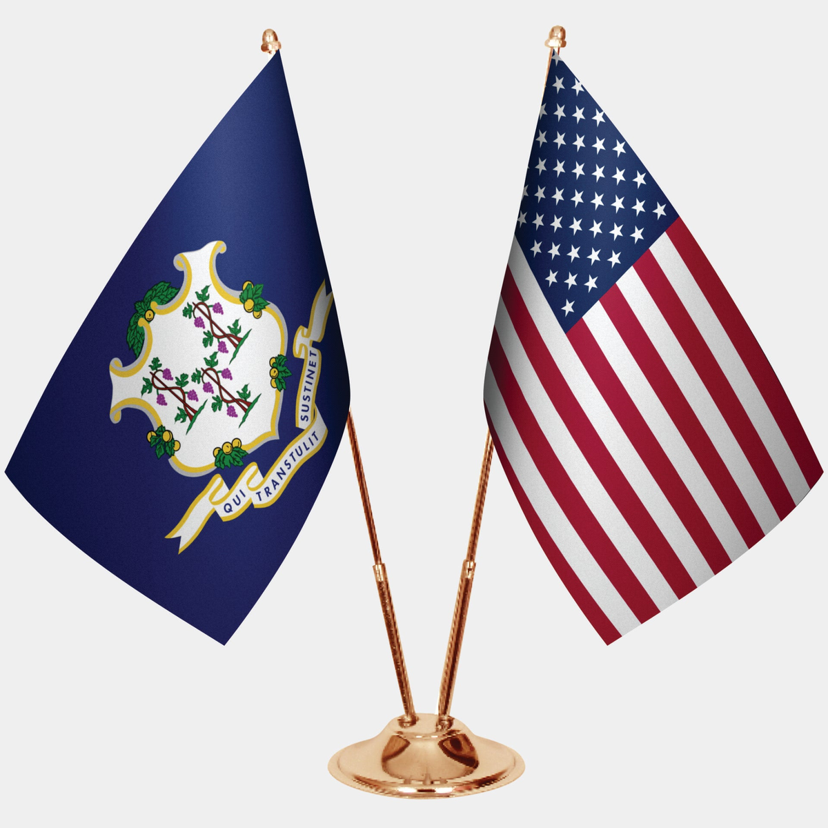 Connecticut ve ABD Masa Bayrağı Seti